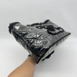 Chanel Funny Tweed Tote Transparent Vinyl Fur Black SHW