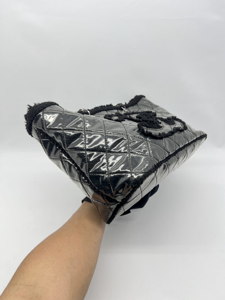 Chanel Funny Tweed Tote Transparent Vinyl Fur Black SHW