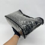 Chanel Funny Tweed Tote Transparent Vinyl Fur Black SHW
