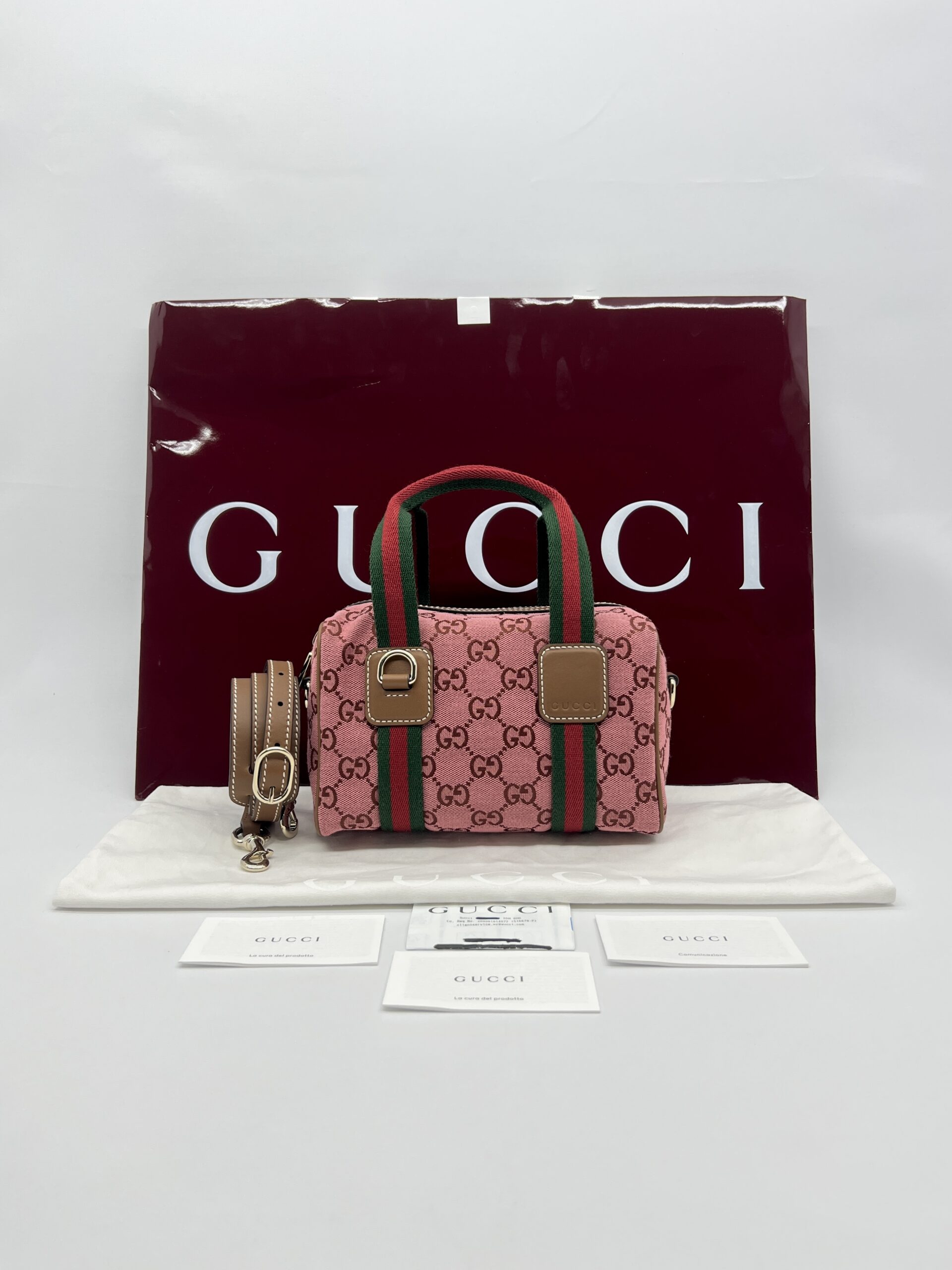 Gucci Mini Boston Bag GG Canvas Pink Brown