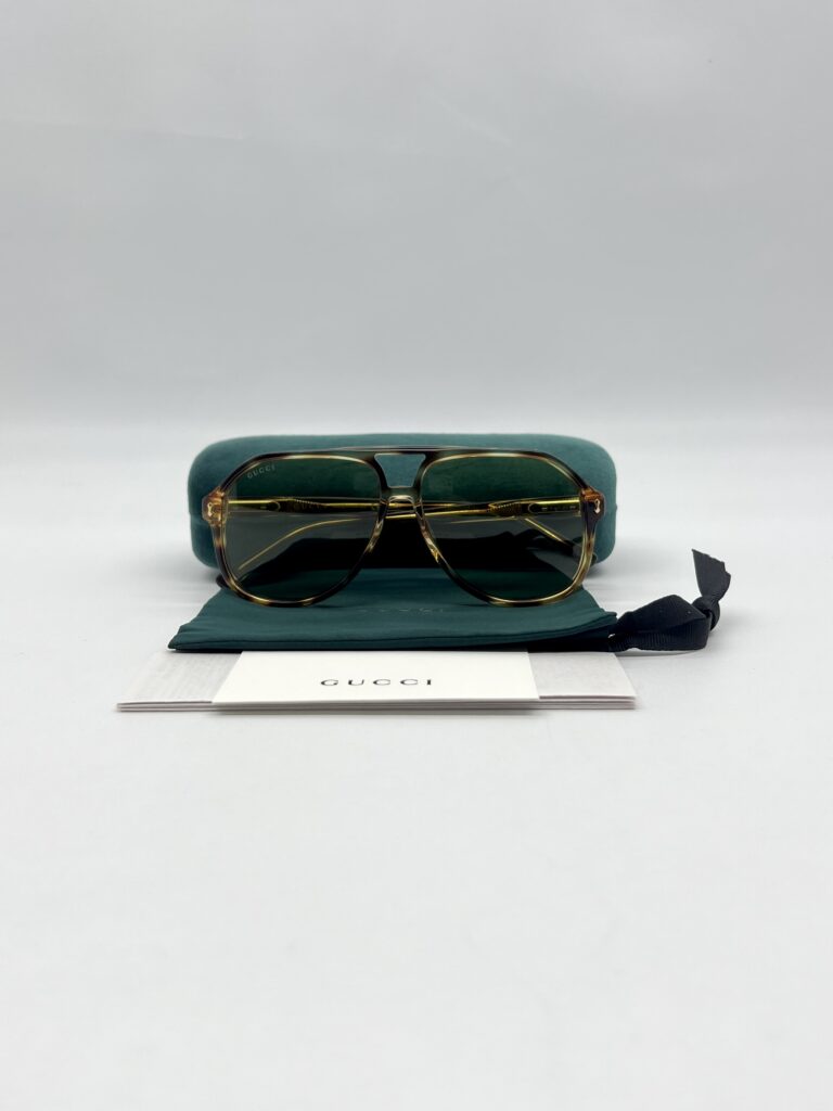 Gucci Aviator Sunglasses Green Lens Brown