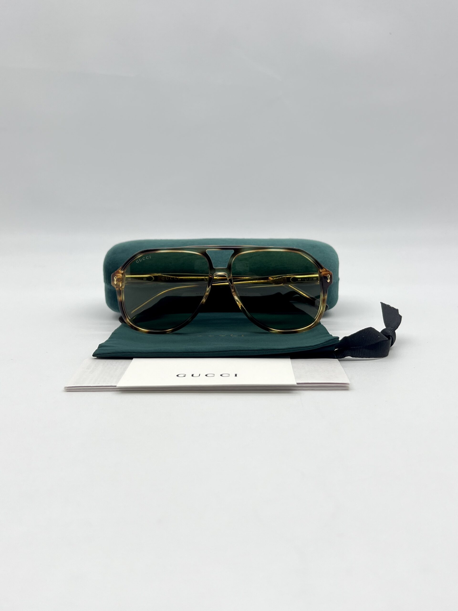 Gucci Aviator Sunglasses Green Lens Brown