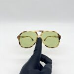 Gucci Aviator Sunglasses Green Lens Brown