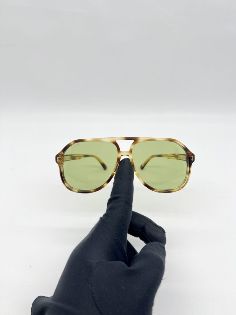 Gucci Aviator Sunglasses Green Lens Brown