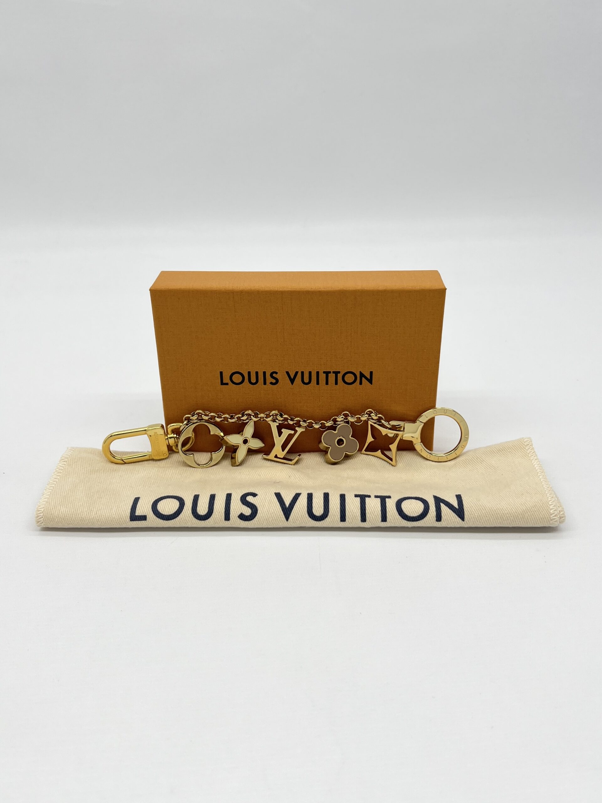 Louis Vuitton Fleur De Monogram Bag Charm Chain Gold