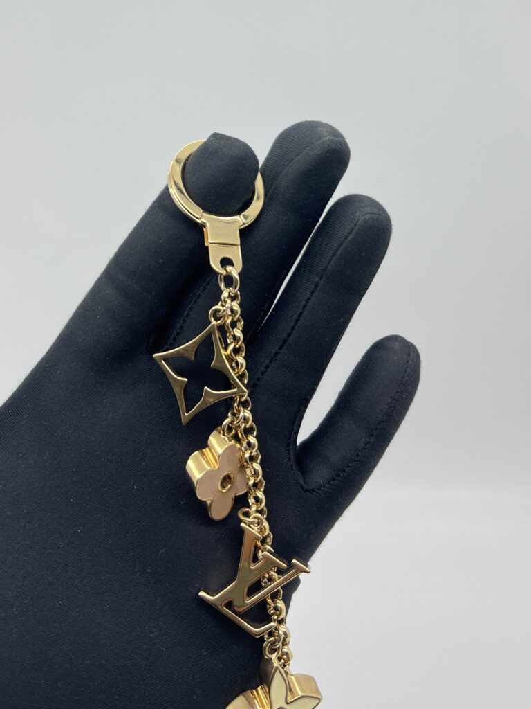 Louis Vuitton Fleur De Monogram Bag Charm Chain Gold