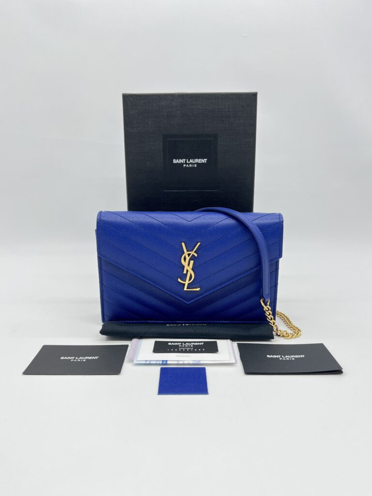 Saint Laurent WOC 19 Grained Blue GHW