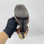 Saint Laurent Tribute Heels Brown Leather Canvas