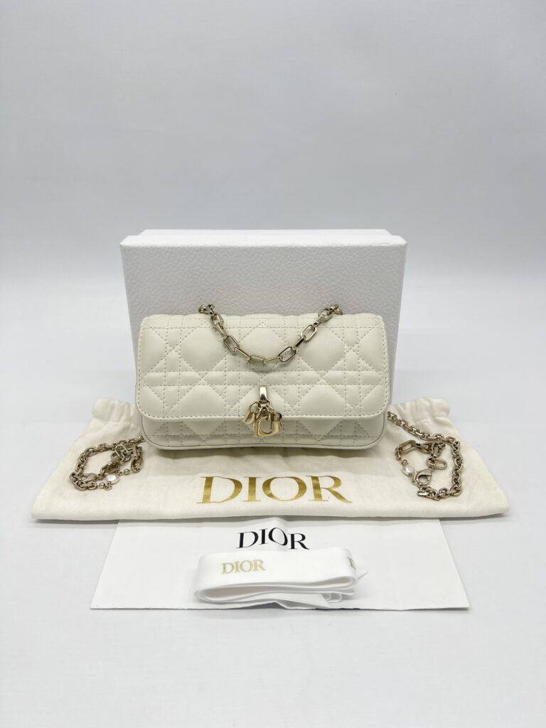 Dior My D Talk Phone Pouch Cannage Lambskin Latte GHW