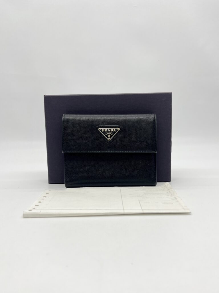 Prada Trifold Wallet Saffiano Black SHW