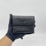 Prada Trifold Wallet Saffiano Black SHW