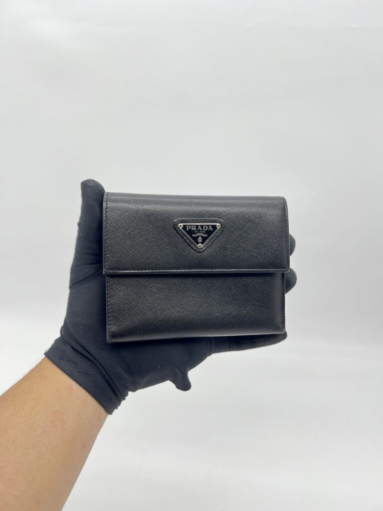 Prada Trifold Wallet Saffiano Black SHW