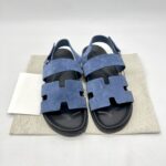 Hermes Genius Homme Sandal Suede Bleu Turquin