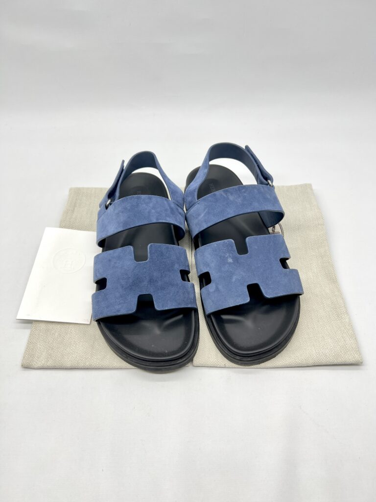 Hermes Genius Homme Sandal Suede Bleu Turquin
