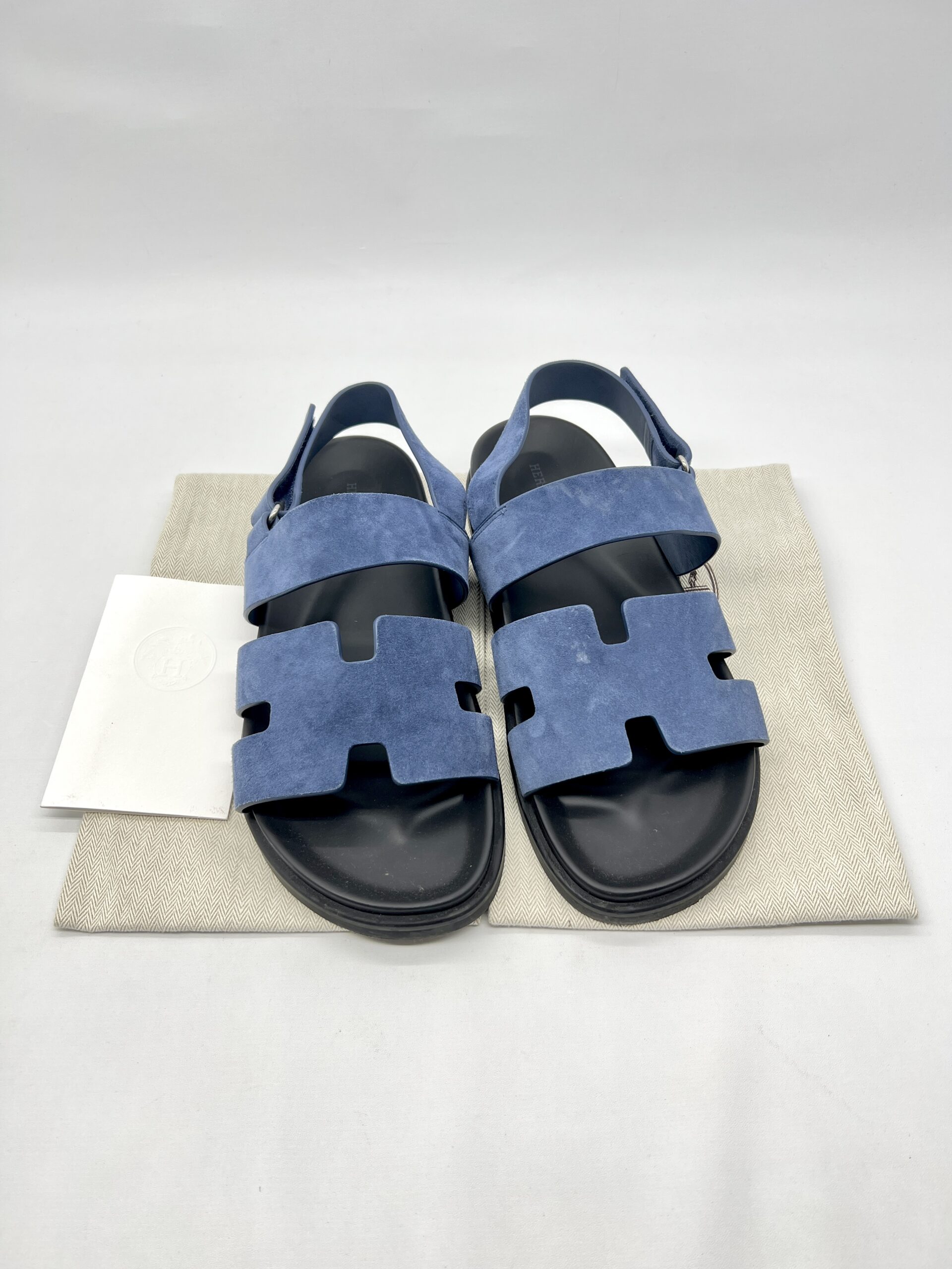 Hermes Genius Homme Sandal Suede Bleu Turquin