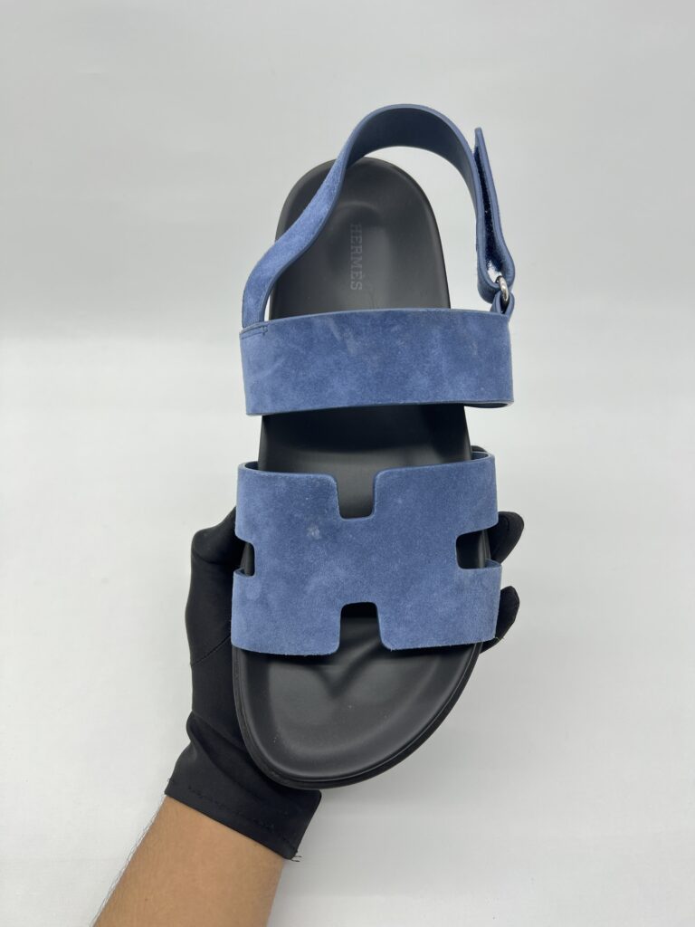 Hermes Genius Homme Sandal Suede Bleu Turquin