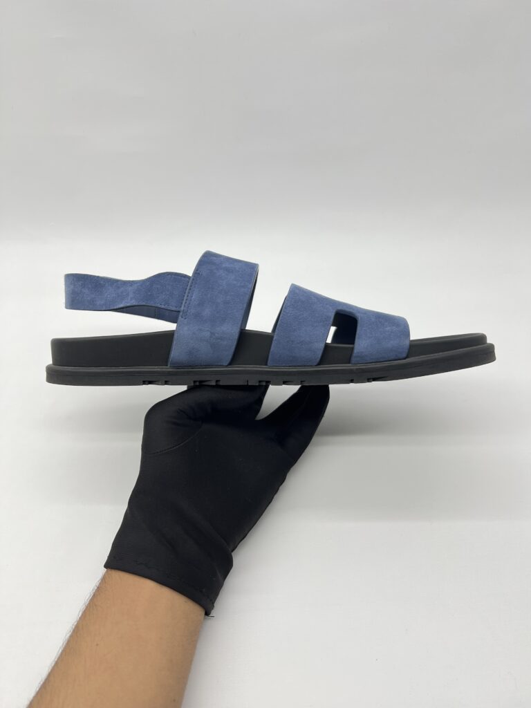 Hermes Genius Homme Sandal Suede Bleu Turquin