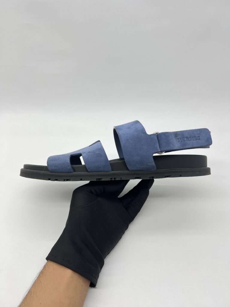 Hermes Genius Homme Sandal Suede Bleu Turquin