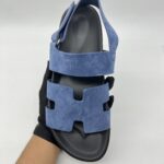 Hermes Genius Homme Sandal Suede Bleu Turquin