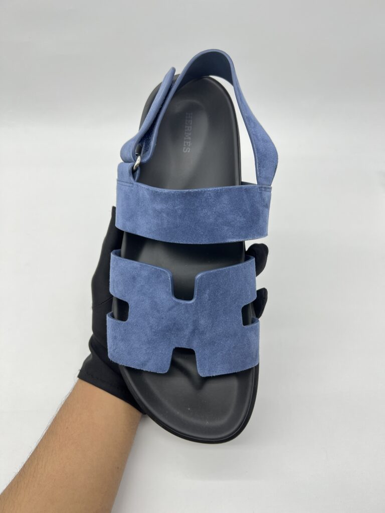 Hermes Genius Homme Sandal Suede Bleu Turquin