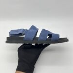 Hermes Genius Homme Sandal Suede Bleu Turquin
