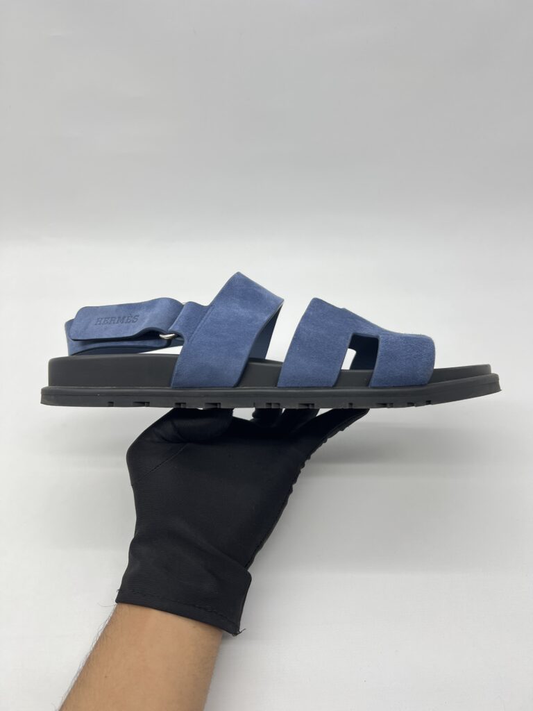 Hermes Genius Homme Sandal Suede Bleu Turquin