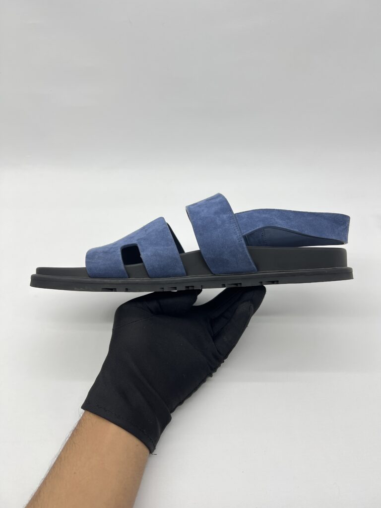 Hermes Genius Homme Sandal Suede Bleu Turquin