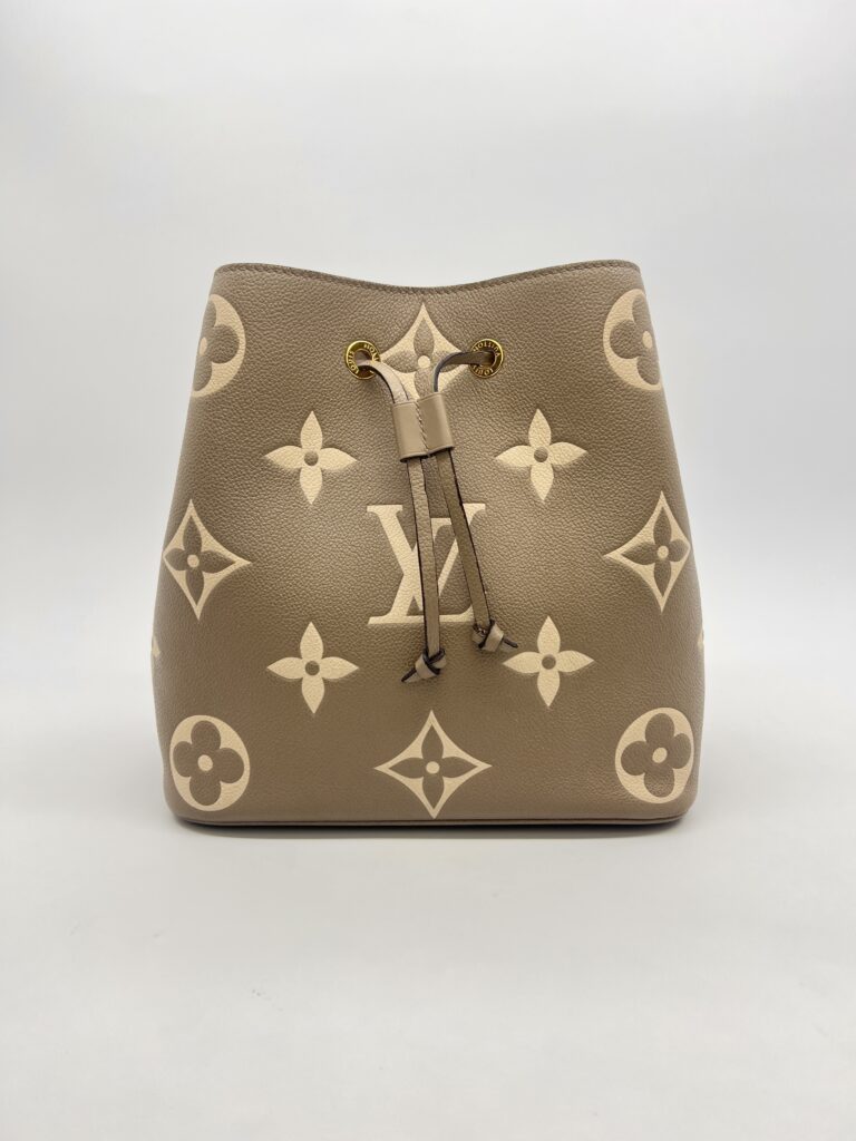 Louis Vuitton Neo Noe MM Monogram Empreinte Giant Tourterelle Creme GHW