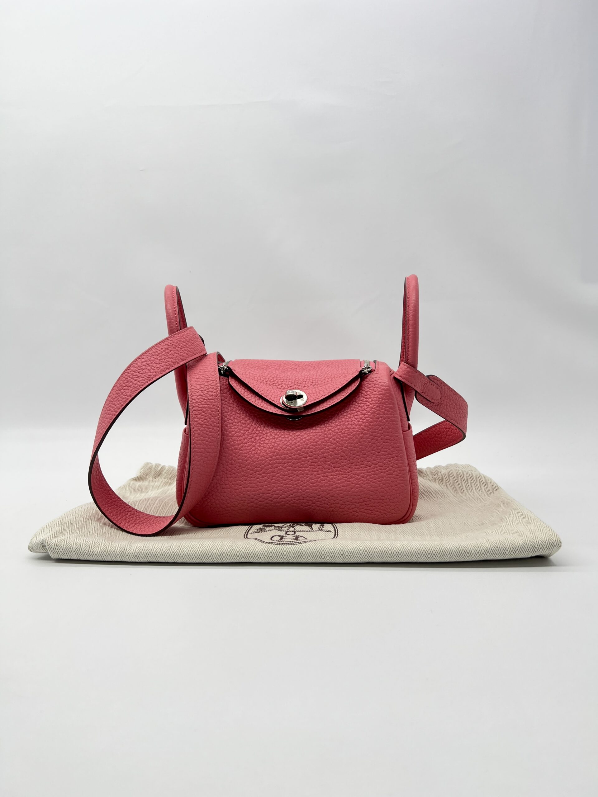 Hermes Mini Lindy Clemence Rose Azalee PHW