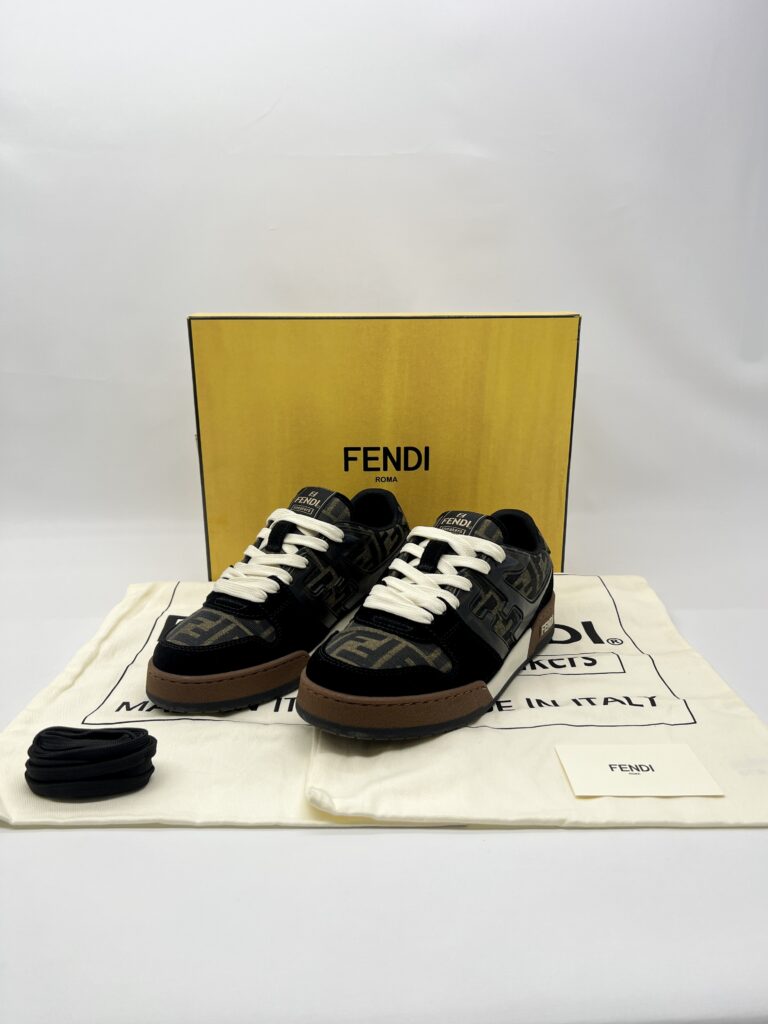 Fendi Match Trainers Sneakers FF Canvas/Suede Black/Brown