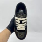 Fendi Match Trainers Sneakers FF Canvas/Suede Black/Brown