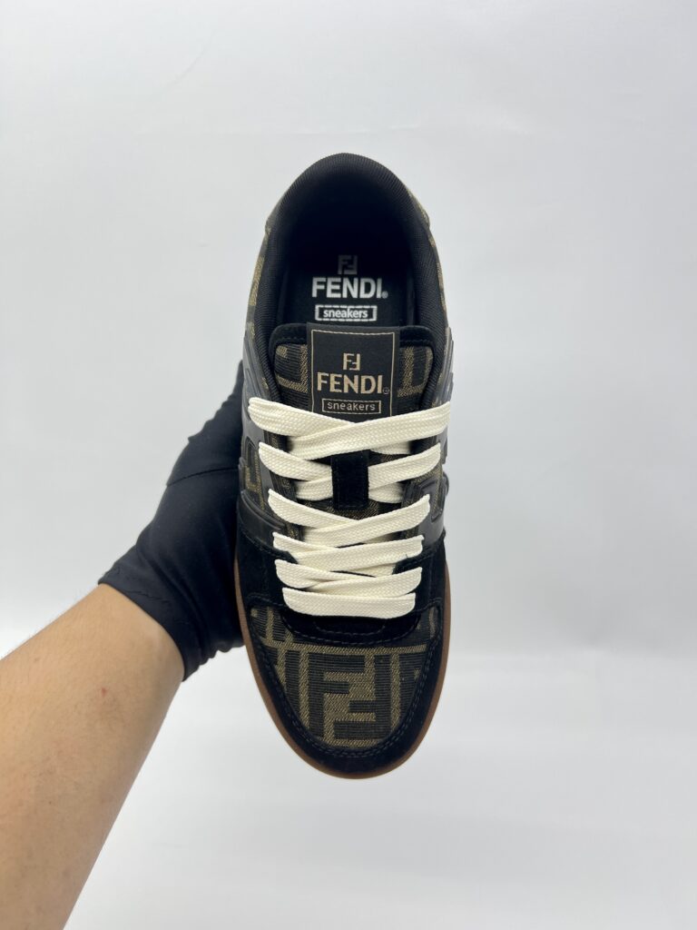 Fendi Match Trainers Sneakers FF Canvas/Suede Black/Brown