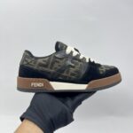Fendi Match Trainers Sneakers FF Canvas/Suede Black/Brown