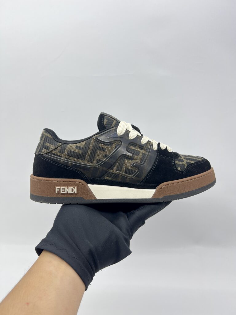 Fendi Match Trainers Sneakers FF Canvas/Suede Black/Brown