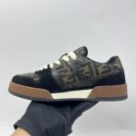 Fendi Match Trainers Sneakers FF Canvas/Suede Black/Brown