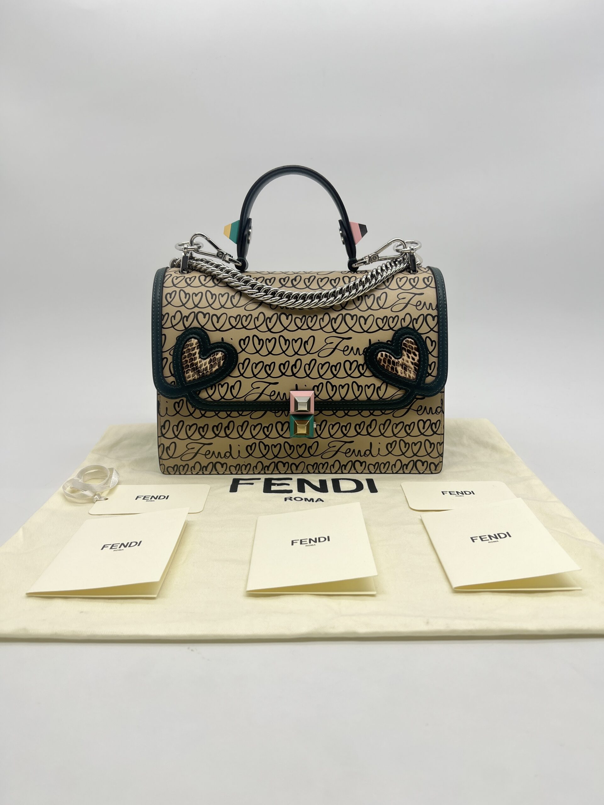 Fendi Ken I Heart Bag Beige Green