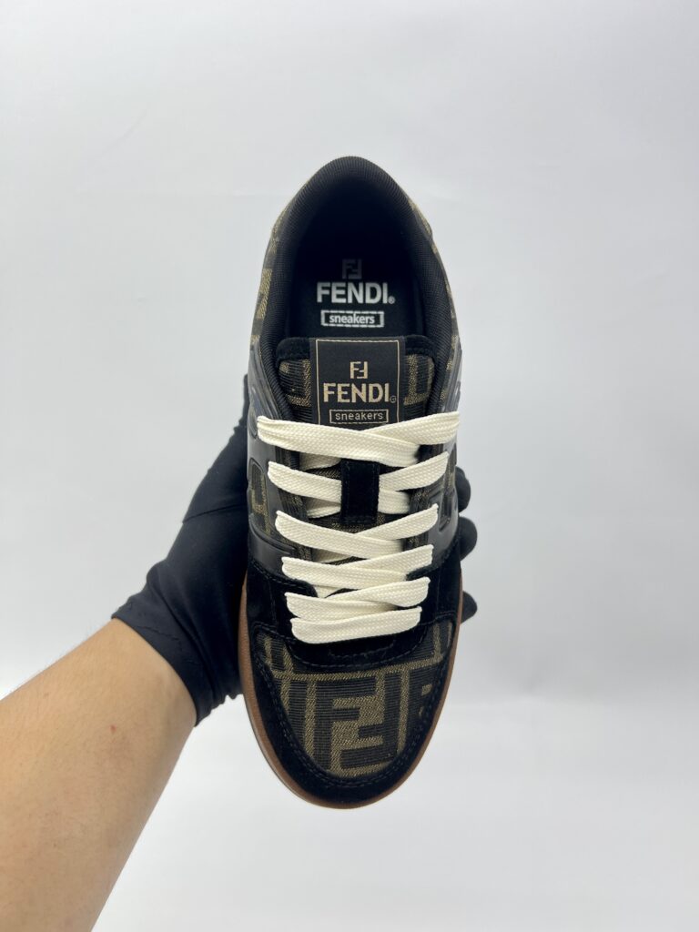 Fendi Match Trainers Sneakers FF Canvas/Suede Black/Brown