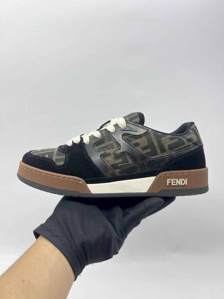 Fendi Match Trainers Sneakers FF Canvas/Suede Black/Brown