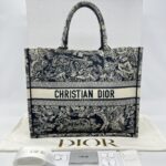 Dior Large Book Tote Blue And Ecru Toile De Jouy Reverse Embroidery Canvas