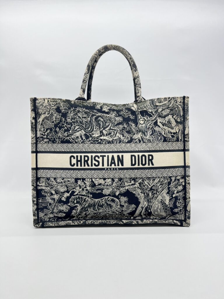 Dior Large Book Tote Blue And Ecru Toile De Jouy Reverse Embroidery Canvas