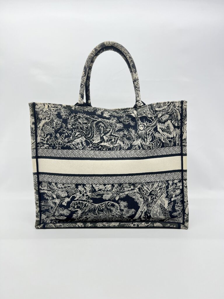 Dior Large Book Tote Blue And Ecru Toile De Jouy Reverse Embroidery Canvas