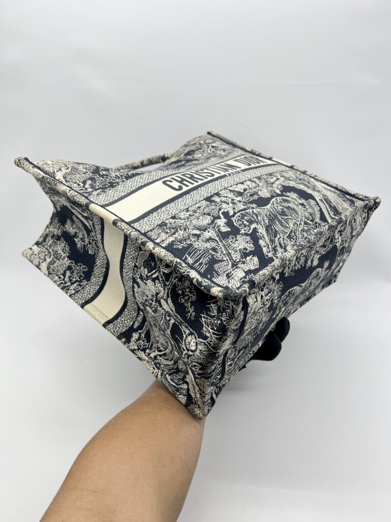 Dior Large Book Tote Blue And Ecru Toile De Jouy Reverse Embroidery Canvas