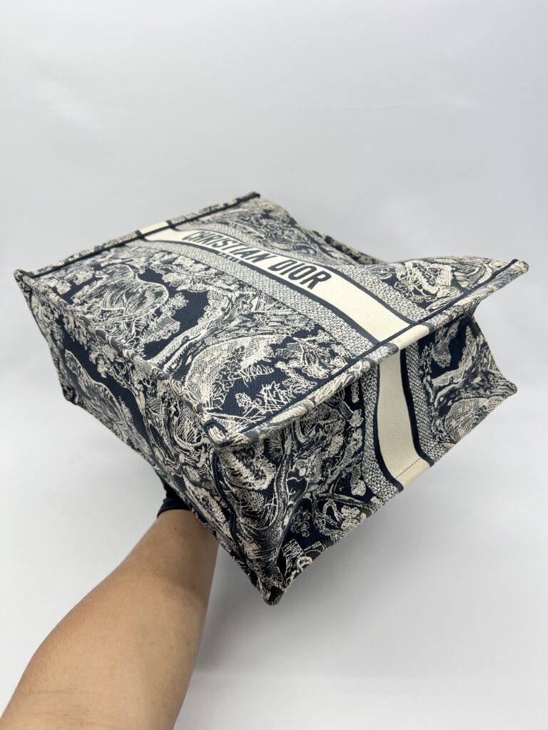 Dior Large Book Tote Blue And Ecru Toile De Jouy Reverse Embroidery Canvas