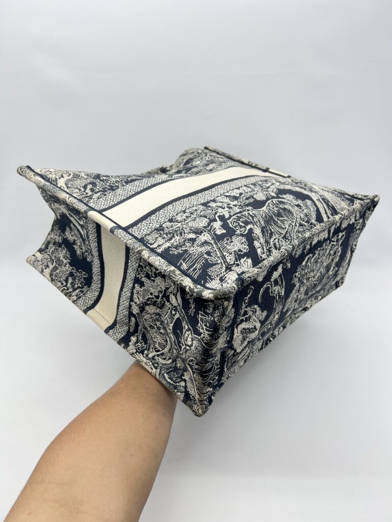 Dior Large Book Tote Blue And Ecru Toile De Jouy Reverse Embroidery Canvas