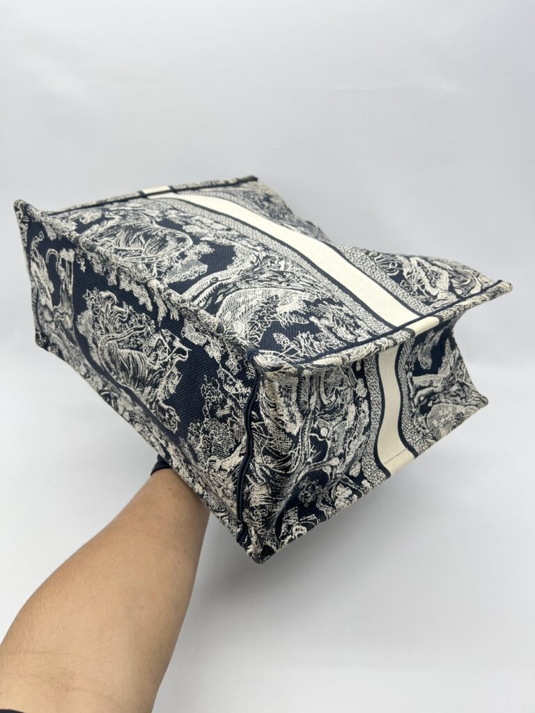 Dior Large Book Tote Blue And Ecru Toile De Jouy Reverse Embroidery Canvas