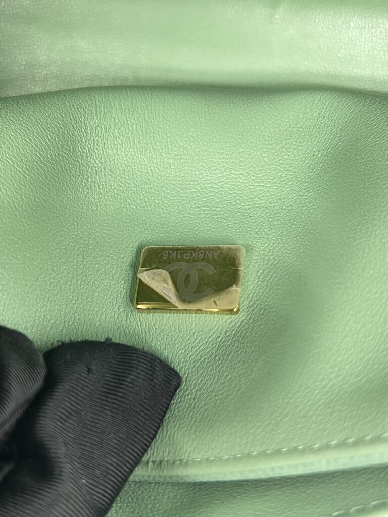 Chanel Small Classic D Flap Caviar Light Green SHW