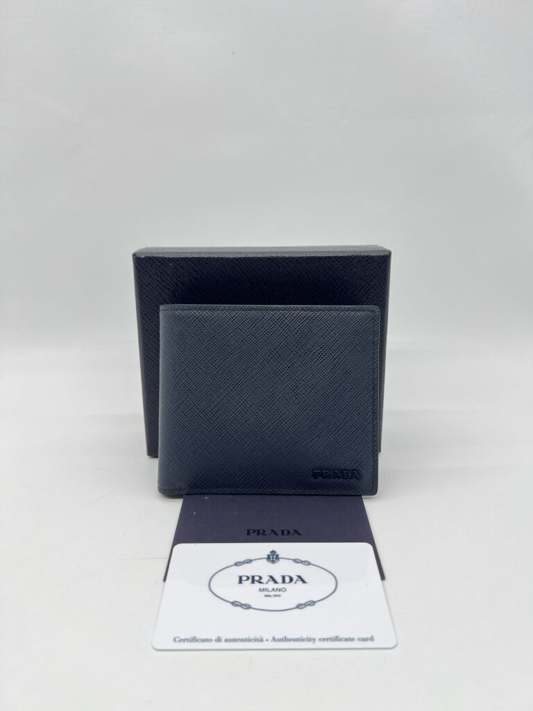 Prada Bifold Wallet Saffiano Navy Bal Tico