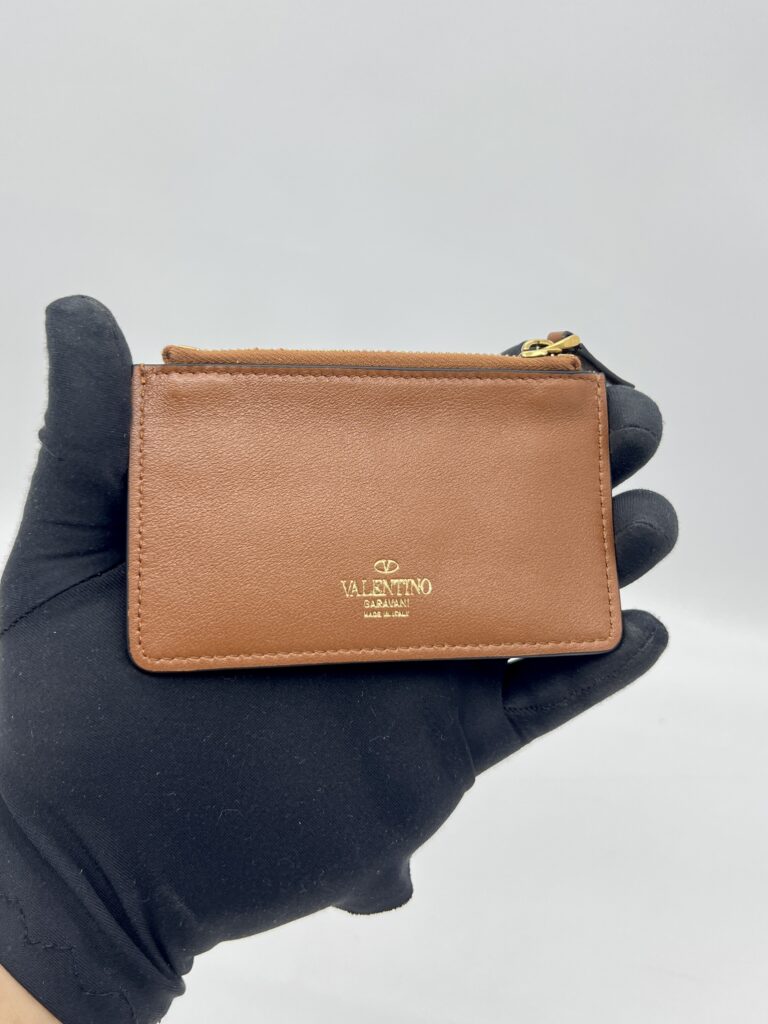 Valentino Vlogo Zip Wallet Brown GHW