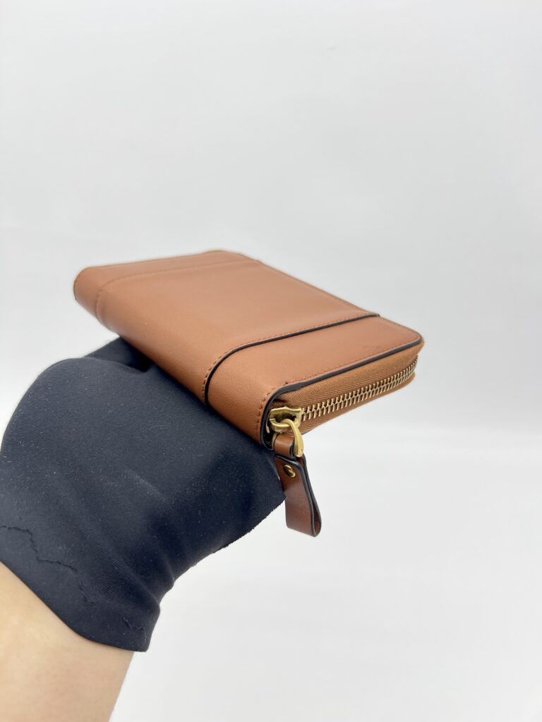 Valentino Vlogo Zip Wallet Brown GHW