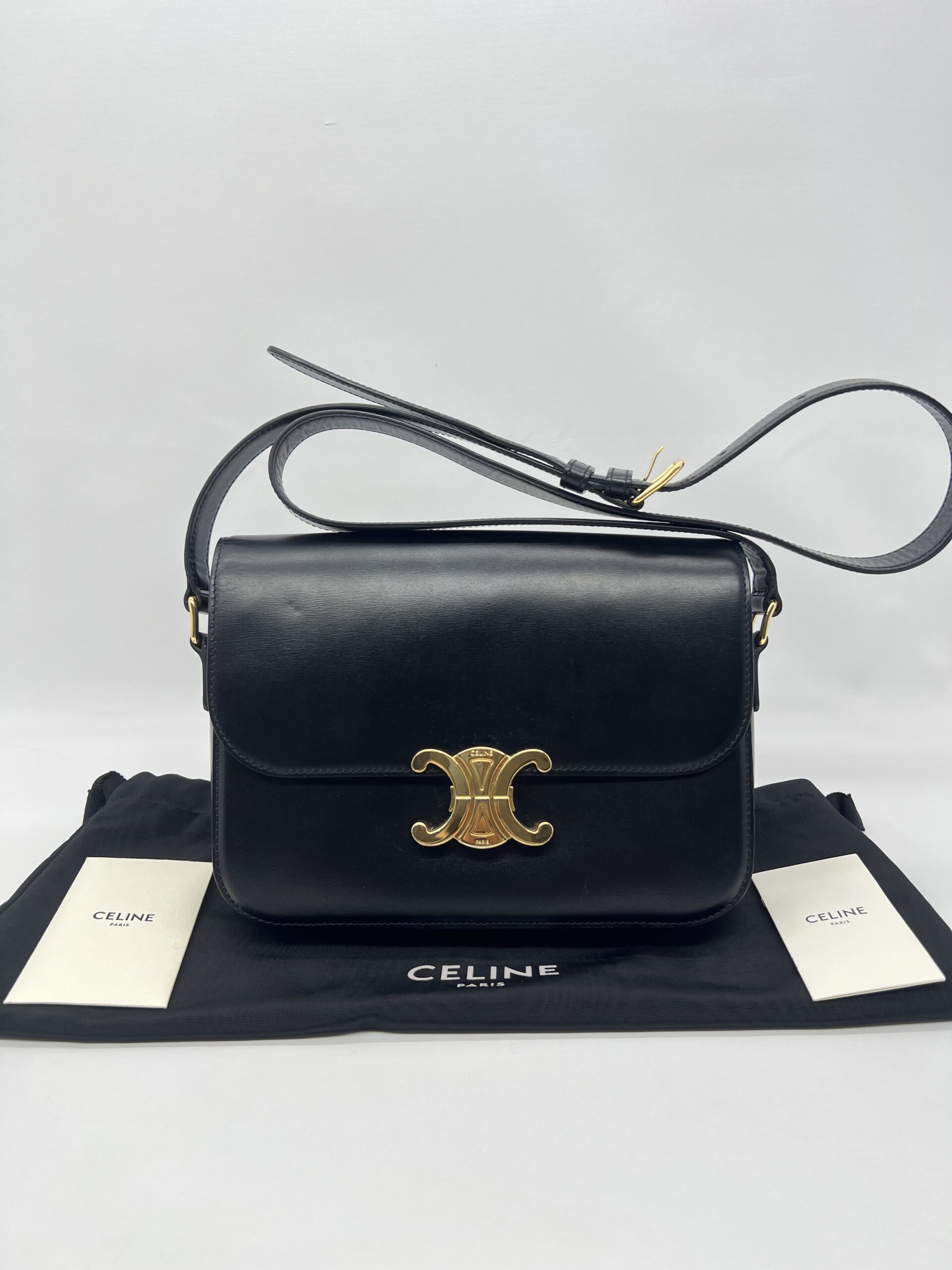 Celine Triomphe Classic Medium Black GHW